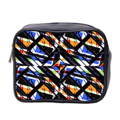 Multicolor Geometric Abstract Pattern Mini Toiletries Bag 2-side by dflcprints