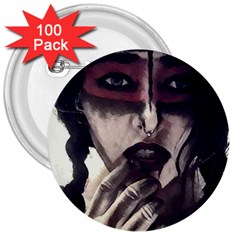 Femininely Badass 3  Buttons (100 Pack)  by sirenstore