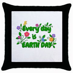 Earth Day Throw Pillow Case (black) by Valentinaart