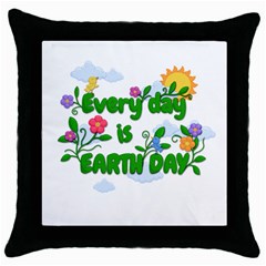 Earth Day Throw Pillow Case (black) by Valentinaart