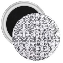 Black And White Ethnic Geometric Pattern 3  Magnets by dflcprints