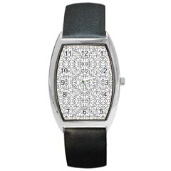 Black And White Ethnic Geometric Pattern Barrel Style Metal Watch by dflcprints