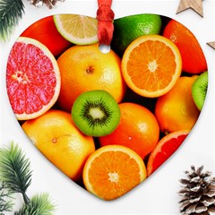 Mixed Fruit 1 Heart Ornament (two Sides) by trendistuff