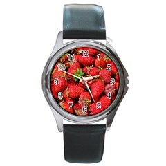 Strawberries 1 Round Metal Watch by trendistuff