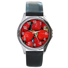 Strawberries 3 Round Metal Watch by trendistuff