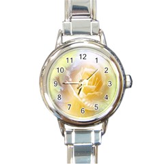 Beautiful Yellow Rose Round Italian Charm Watch by FantasyWorld7