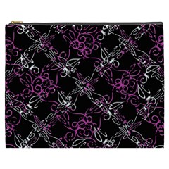 Dark Intersecting Lace Pattern Cosmetic Bag (xxxl)  by dflcprints