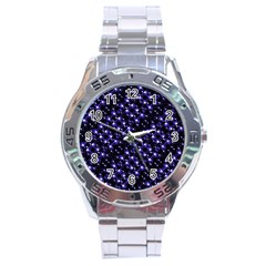 Dark Galaxy Stripes Pattern Stainless Steel Analogue Watch by dflcprints