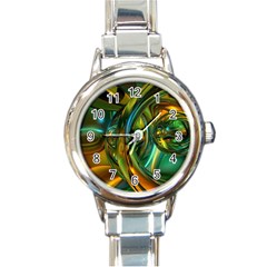 3d Transparent Glass Shapes Mixture Of Dark Yellow Green Glass Mixture Artistic Glassworks Round Italian Charm Watch