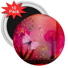 Wonderful Butterflies With Dragonfly 3  Magnets (10 Pack)  by FantasyWorld7