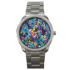 Graffiti Hearts Street Art Spray Paint Rad Sport Metal Watch by genx