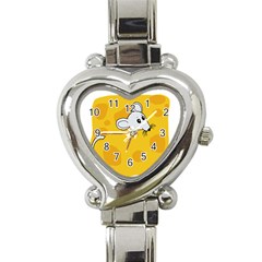 Rat Mouse Cheese Animal Mammal Heart Italian Charm Watch by Nexatart