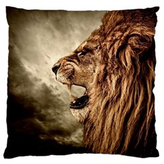 Roaring Lion Large Flano Cushion Case (one Side) by Nexatart