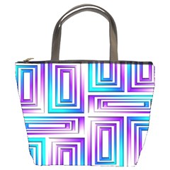 Geometric 3d Metallic Aqua Purple Bucket Bags by Nexatart