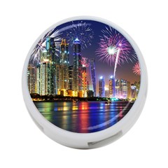 Dubai City At Night Christmas Holidays Fireworks In The Sky Skyscrapers United Arab Emirates 4-port Usb Hub (two Sides)  by Sapixe