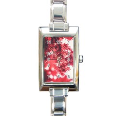 Maple Leaves Red Autumn Fall Rectangle Italian Charm Watch by Sapixe