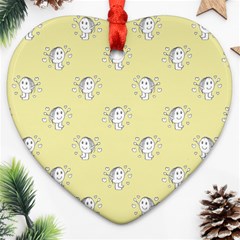 Cute Kids Drawing Motif Pattern Heart Ornament (two Sides) by dflcprints