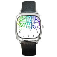 Paint Drops Artistic Square Metal Watch