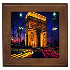 Paris Cityscapes Lights Multicolor France Framed Tiles by Sapixe