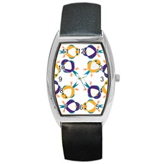 Pattern Circular Birds Barrel Style Metal Watch by Sapixe