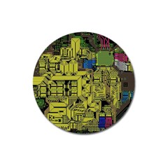 Technology Circuit Board Magnet 3  (round) by Sapixe