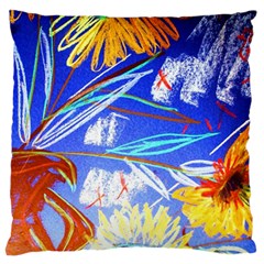 Dscf1385 - Sunflowers In Ceramic Jur Large Flano Cushion Case (one Side) by bestdesignintheworld