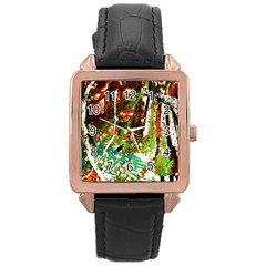 April -    Birds Of Paradise Rose Gold Leather Watch 