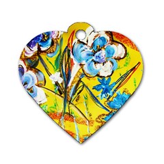 Dscf1422 - Country Flowers In The Yard Dog Tag Heart (one Side) by bestdesignintheworld