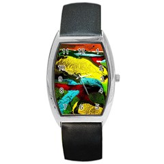 Yellow Dolphins   Blue Lagoon 3 Barrel Style Metal Watch by bestdesignintheworld