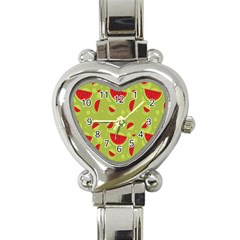 Watermelon Fruit Patterns Heart Italian Charm Watch by Sapixe