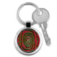 Red Green Swirl Twirl Colorful Key Chains (round)  by Sapixe