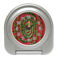 Red Green Swirl Twirl Colorful Travel Alarm Clocks by Sapixe