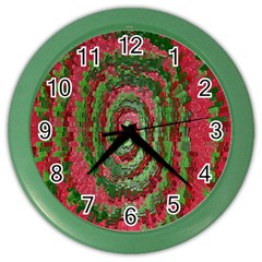 Red Green Swirl Twirl Colorful Color Wall Clocks by Sapixe