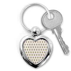 Star Background Gold White Key Chains (heart)  by Sapixe