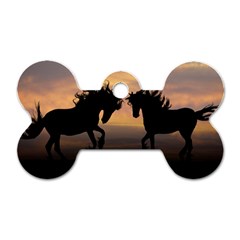 Horses Sunset Photoshop Graphics Dog Tag Bone (one Side) by Sapixe