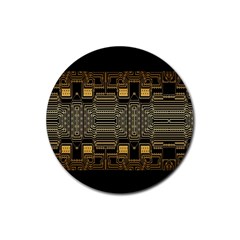 Board Digitization Circuits Rubber Round Coaster (4 Pack)  by Sapixe