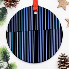 Shades Of Blue Stripes Striped Pattern Ornament (round) by yoursparklingshop