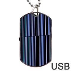 Shades Of Blue Stripes Striped Pattern Dog Tag Usb Flash (one Side) by yoursparklingshop