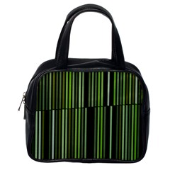 Shades Of Green Stripes Striped Pattern Classic Handbags (one Side) by yoursparklingshop