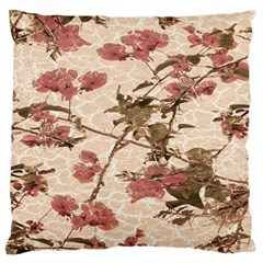 Textured Vintage Floral Design Large Flano Cushion Case (one Side) by dflcprints