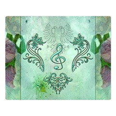 Music, Decorative Clef With Floral Elements Double Sided Flano Blanket (large)  by FantasyWorld7