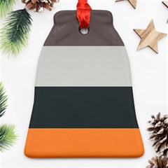 Orange Sand Charcoal Stripes Pattern Striped Elegant Bell Ornament (two Sides) by yoursparklingshop