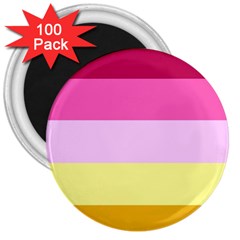 Red Orange Yellow Pink Sunny Color Combo Striped Pattern Stripes 3  Magnets (100 Pack) by yoursparklingshop