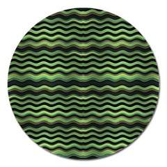 Modern Wavy Stripes Pattern Magnet 5  (round) by dflcprints