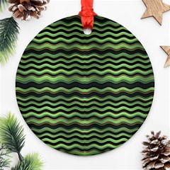 Modern Wavy Stripes Pattern Round Ornament (two Sides) by dflcprints