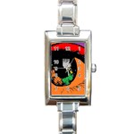 Eyes Makeup Human Drawing Color Rectangle Italian Charm Watch Front