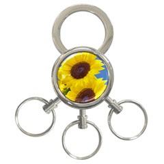 Sunflower Floral Yellow Blue Sky Flowers Photography 3-ring Key Chains by yoursparklingshop