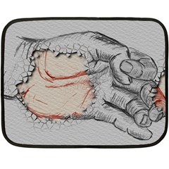 Hand Finger Drawing Fingernails Fleece Blanket (mini) by Simbadda