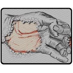 Hand Finger Drawing Fingernails Fleece Blanket (medium)  by Simbadda