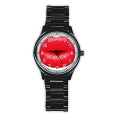 Oooooh Lips Stainless Steel Round Watch by StarvingArtisan